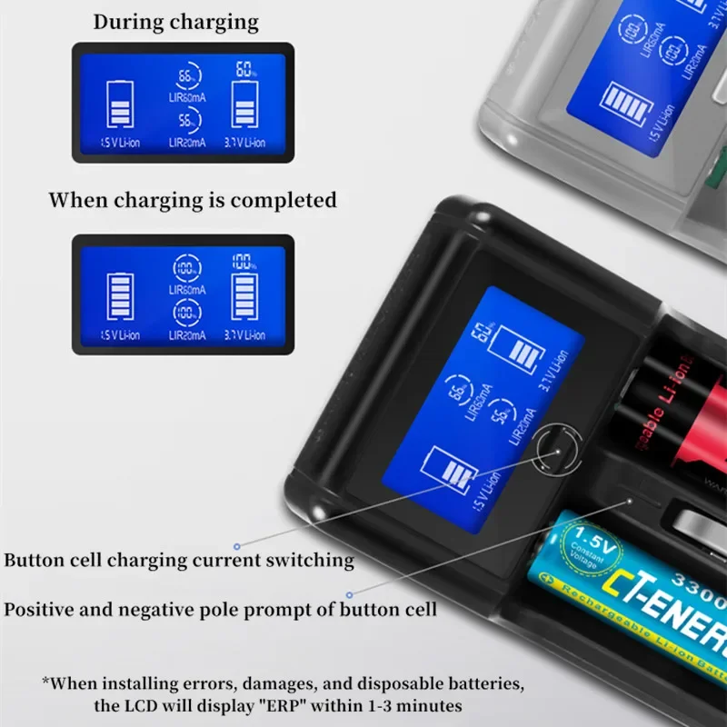 Neue 1,2 3,7 wiederauf ladbare Batterie ladegerät kompatible Ladung wiederauf ladbar aa aaa V ni-mh V Lithium-Ionen-Batterien USB-Anschluss