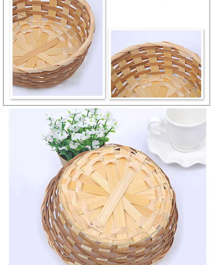 Snack Basket Fruit Candy Vegetable Plate Imitation Rattan Woven Plates Household Tableware Storage Bread Baskets Case