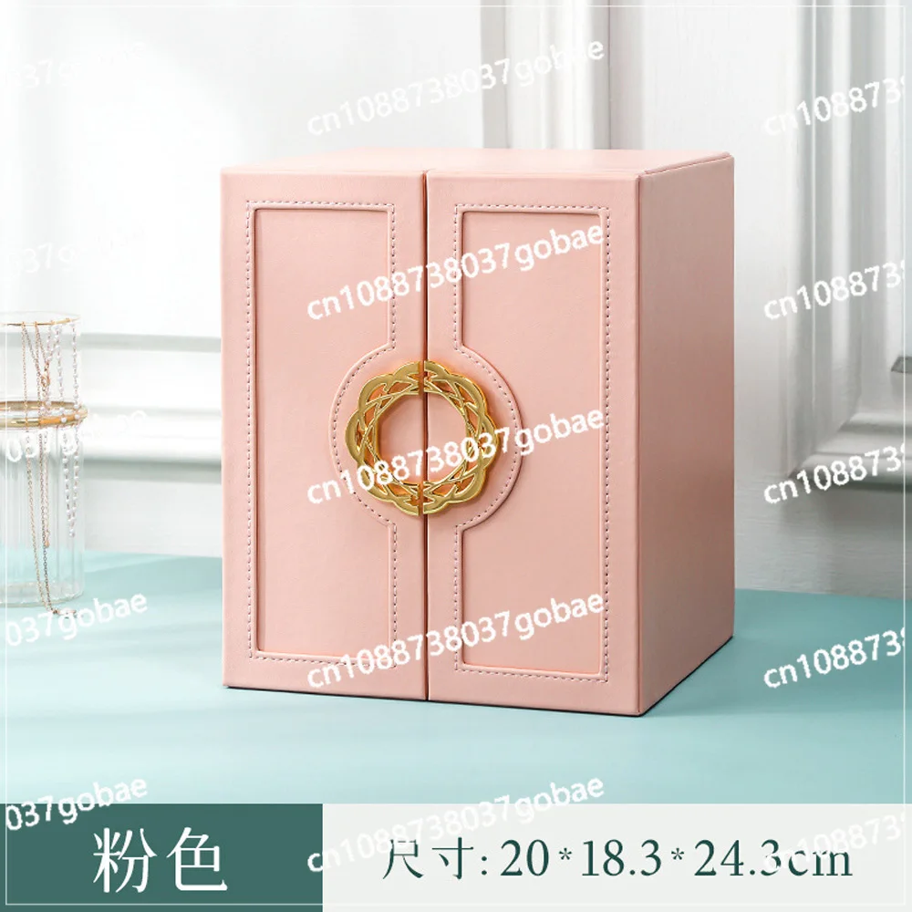 Small luxury jewelry box, multi-layer large capacity leather jewelry box, jewelry headwear storage box, gift