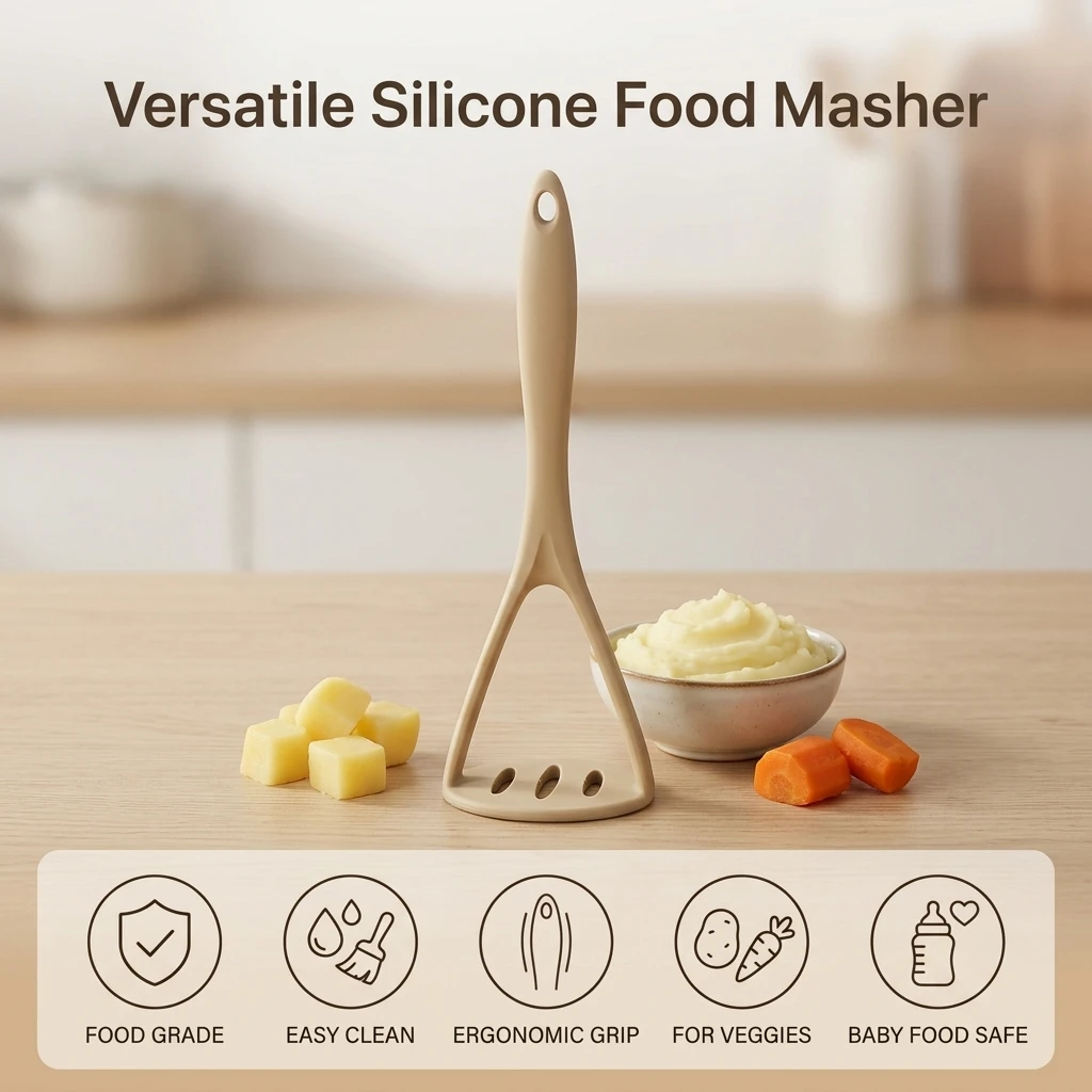 Baby Food Masher - Silicone Masher One Piece Kitchen Tool