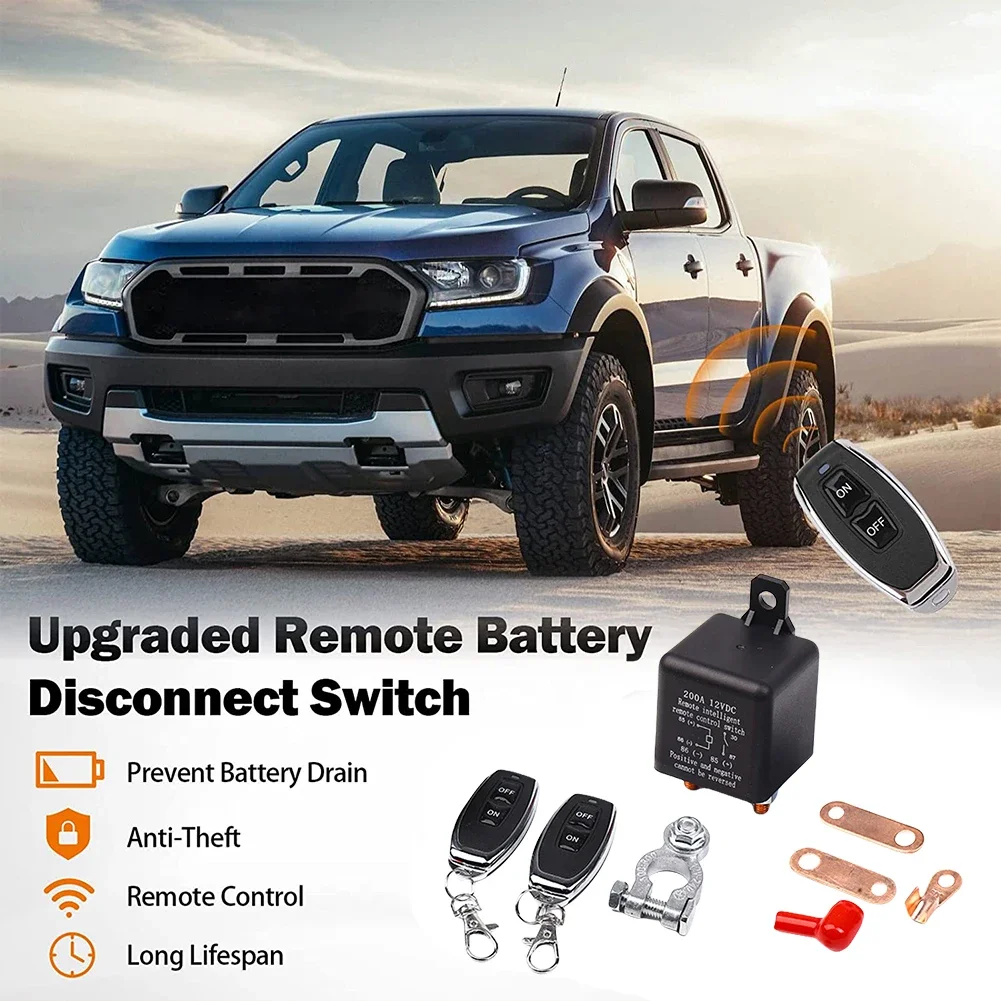 Anti-Theft Car Battery Switch Relay 12V 200A Wireless Remote Control Battery Disconnect Cut Off Isolator Switch Car Accessories