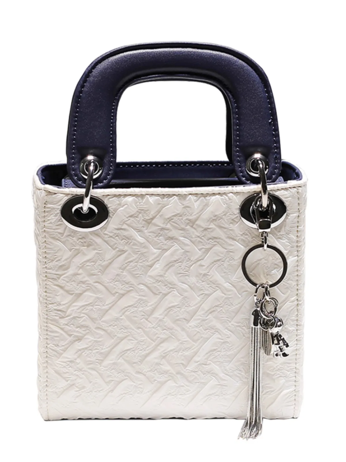 Bolso cuadrado de mano con colores de contraste para mujer, bolso de hombro hermoso y de lujo con decoración, moda Popular, nuevo, 2024