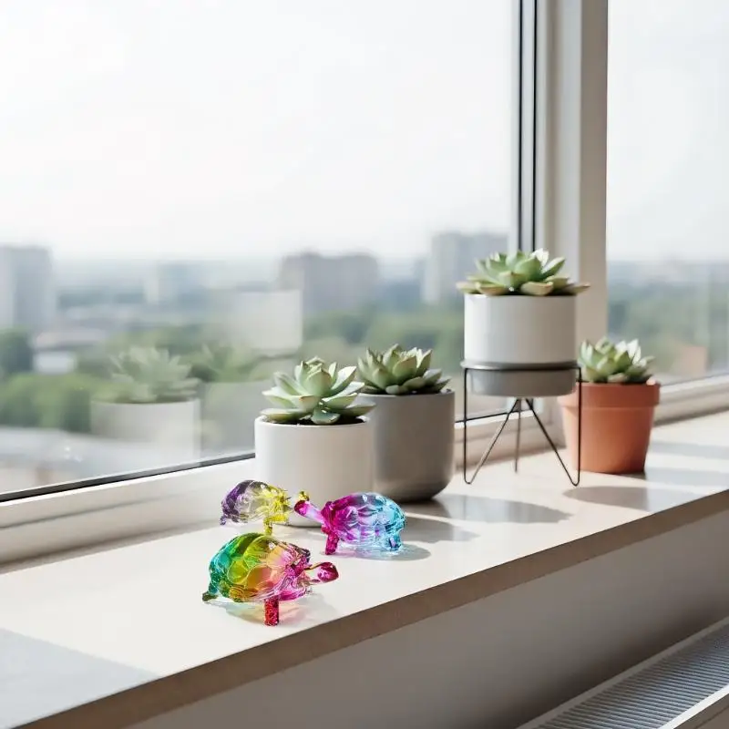 زخرفة سلحفاة كريستالية، تمثال سلحفاة صغير، زخرفة محظوظة، مناسبة لتزيين مكتب المكتب المنزلي، ديكور المنزل #2