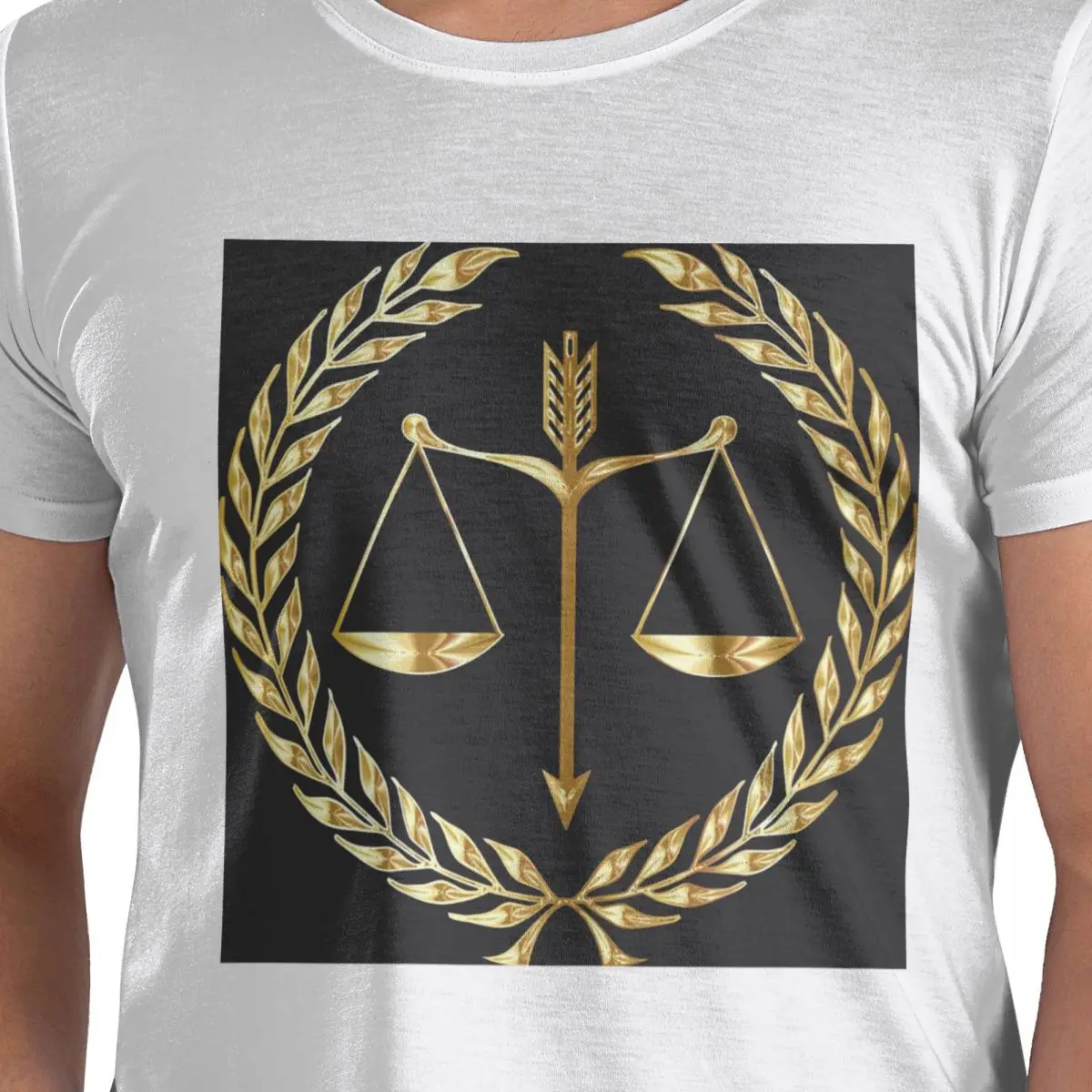 الذهب الموازين من العدالة القانون شعار المحامي الحزب القانوني تي شيرت للرجال تي شيرت الرجال تيز قصيرة الجولة الرقبة ملابس الصيف بلايز #2