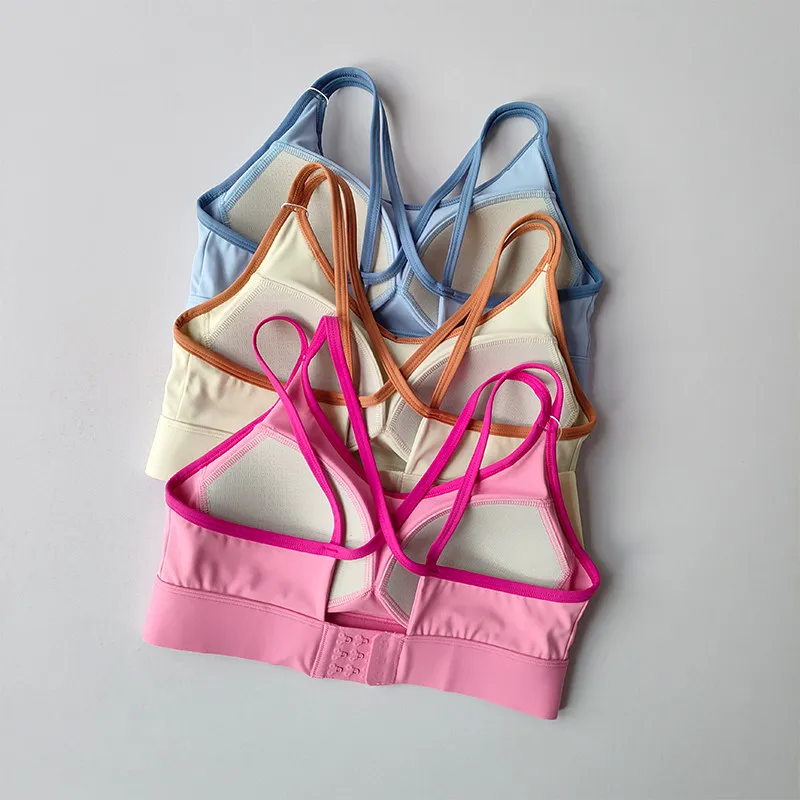 High-Intensity Fitness Sports Bra Shock-Proof Anti-Sagging Integrated Style Running Underwear Contrast Vest Top for Women
