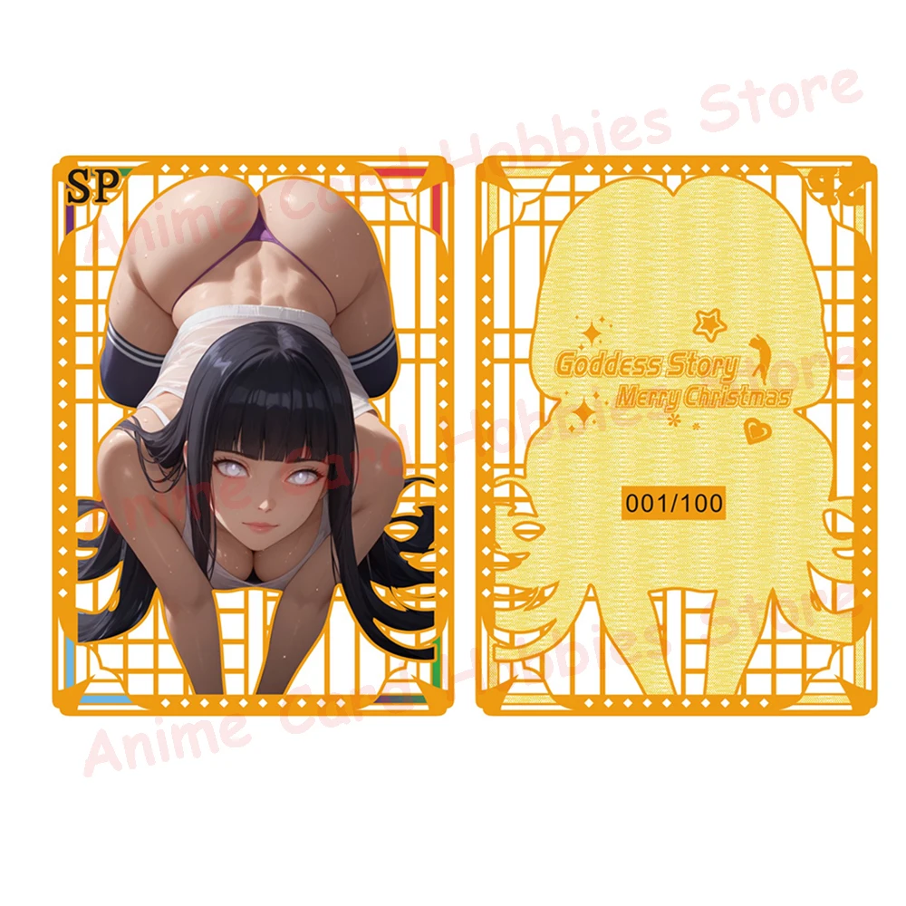 Newest One Piece Naruto Dragon Card Tokisaki Kurumi Yor Gorger Makima Rem Power Anime Girl Bikini Metal Card Kids Toy Gift