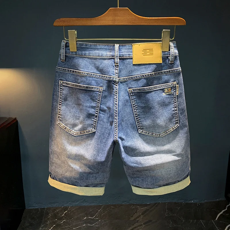 2025 new five quarter jeans men's summer thin straight tube retro trendy brand nostalgic casual denim five quarter pants