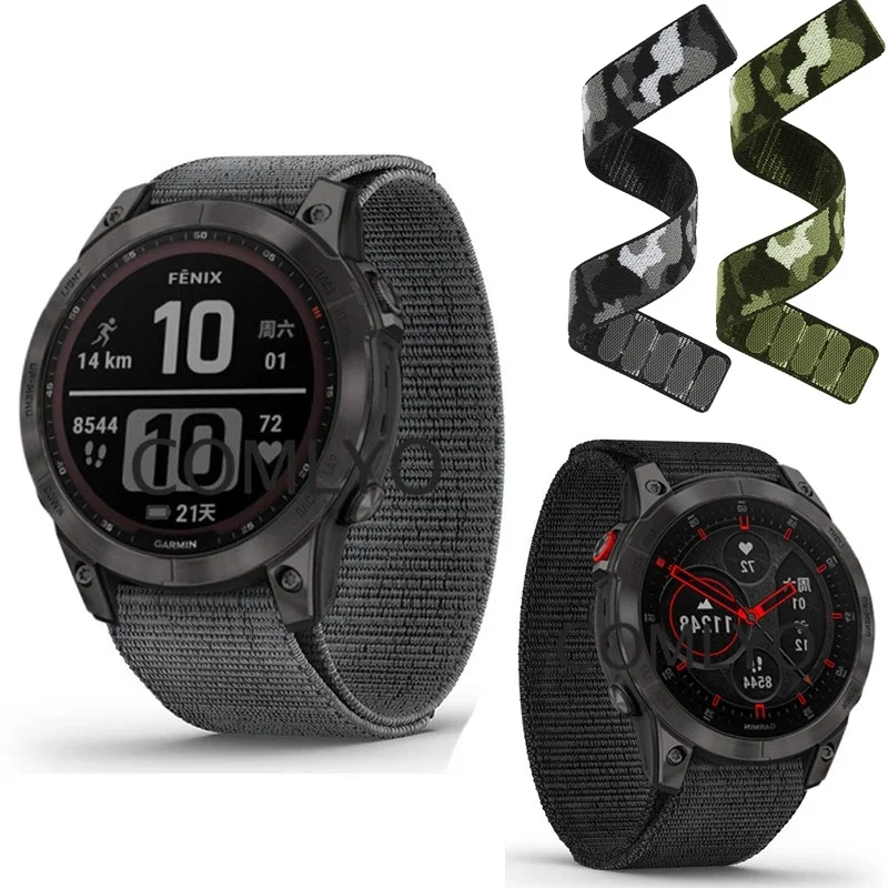 22mm 26mm Nylon Quick Fit Strap for Garmin Fenix 7, Fenix 6 5 Plus, Instinct 2, FR 745 935 945 955 Fenix 3 HR 5X 7X 6X Loop Band