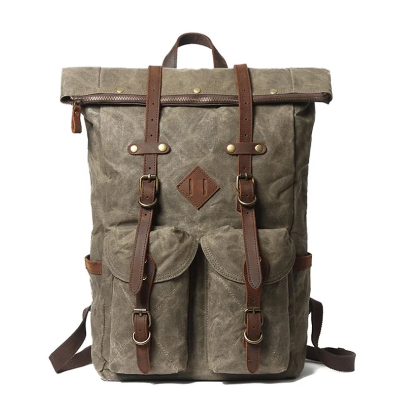 

rucksack Men Large Capacity Leather Canvas Backpacks For School Bags Vintage Waterproof Daypack High Quality Laptop Backpack