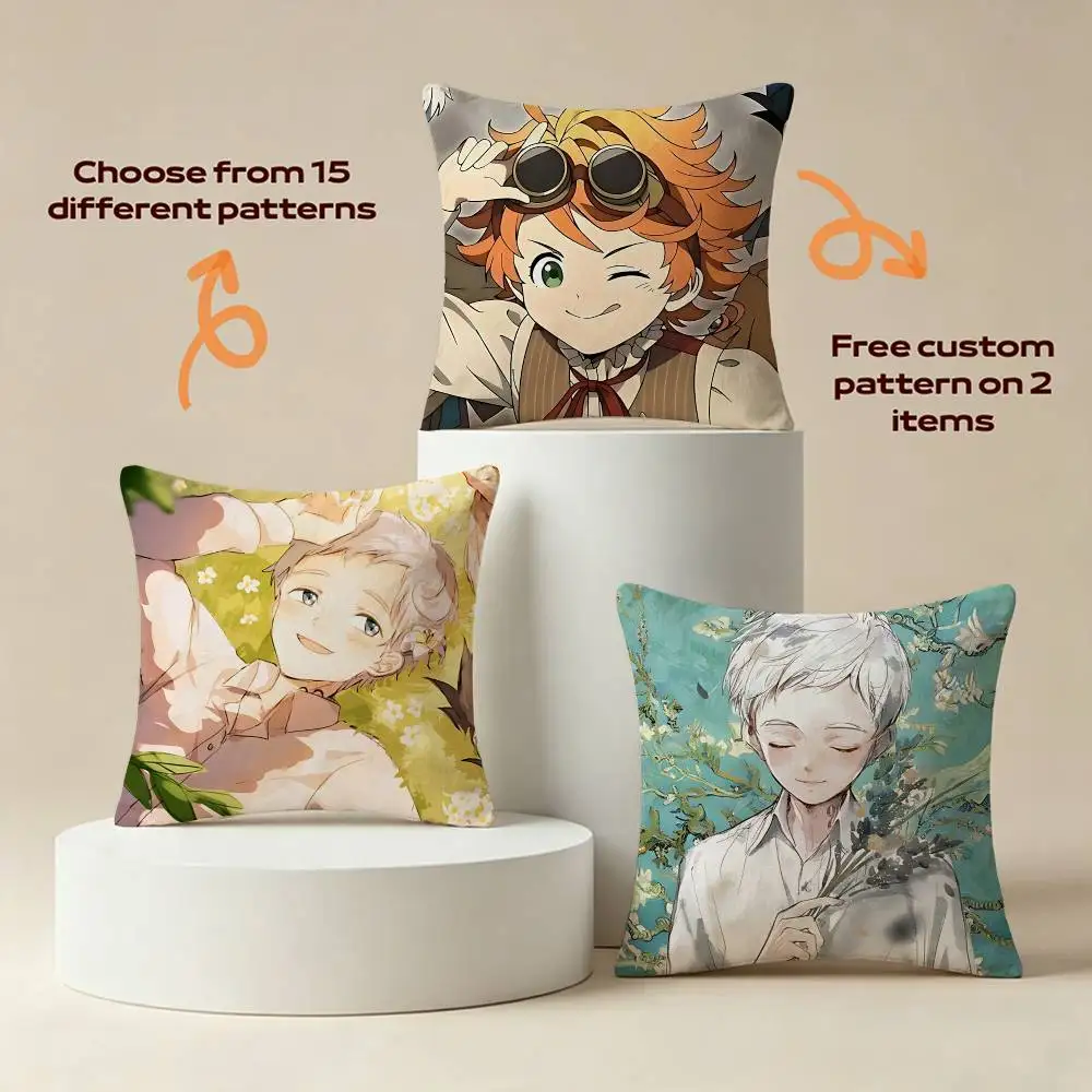 Emma TPN-Promised Neverland Square Sofa Pillow Cover Solid Color Living Room Home Decor Cushion Case