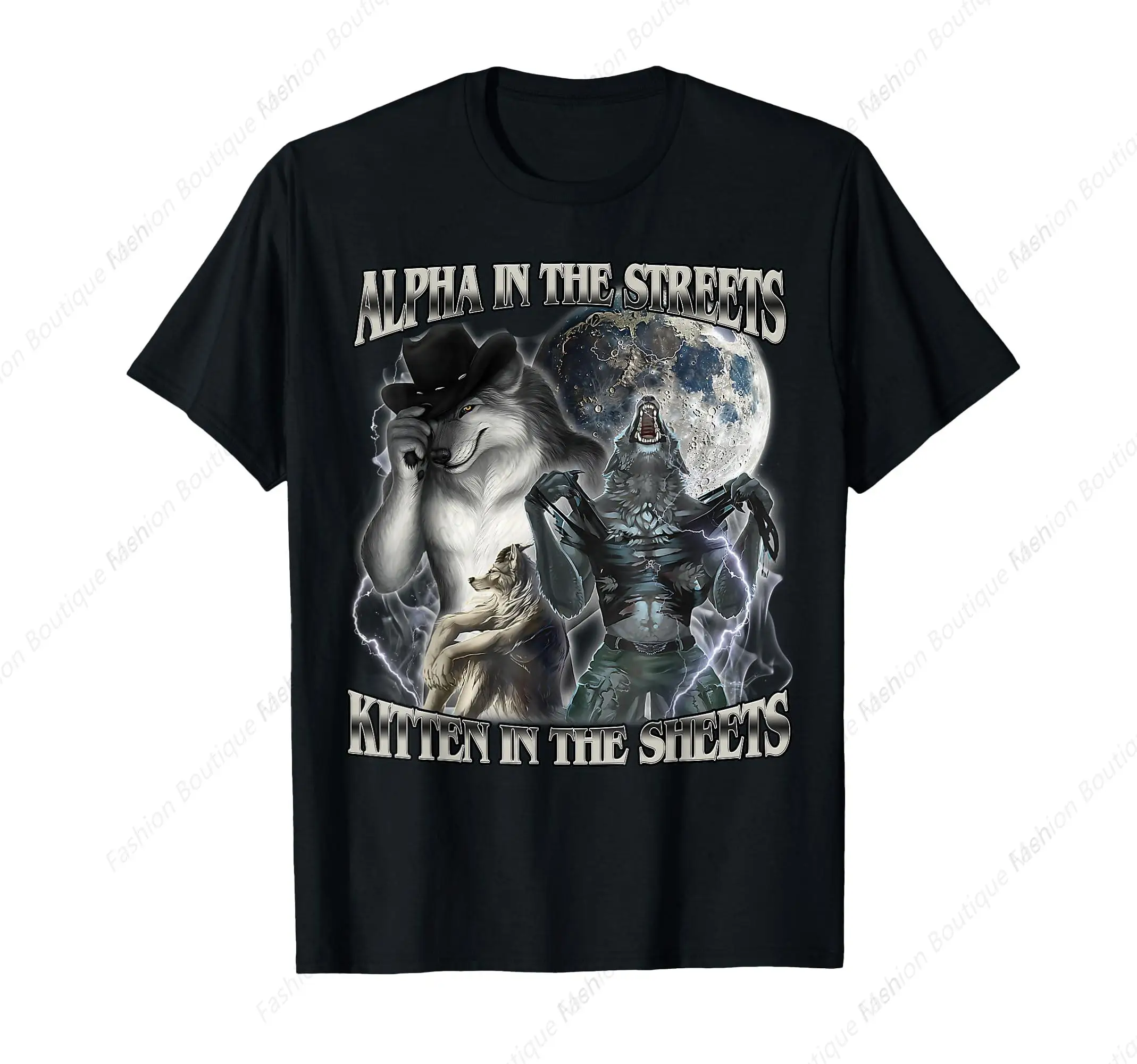 

High Quality Fashion Wolf Meme T-Shirt O-Neck Clothing Shirts Unisex Casual Cotton Top