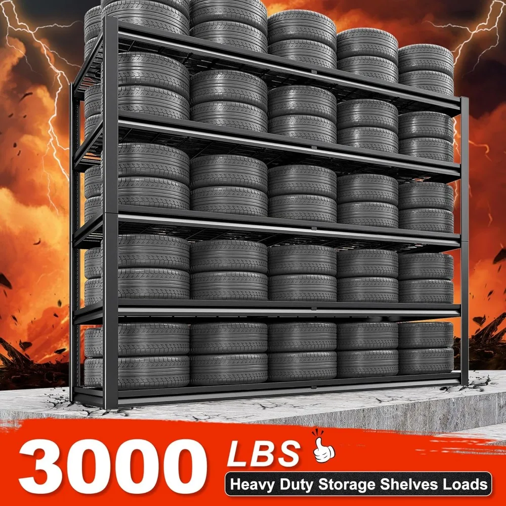 Unit Rak Garasi Logam 5 Tingkat, Kapasitas 3000LBS, Rak Tugas Berat yang Dapat Disesuaikan, 2 Pak, Rak