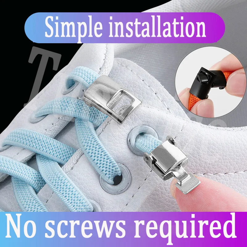 Interlock Buckle Elastic Shoe Laces No Tie Shoelaces for Sneakers Flat Shoelace Kids Adult Elastic Laces One Size Fits All Shoes