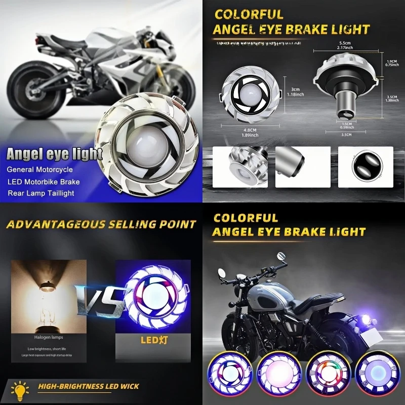 

1PCS Motorcycle Led Warning Lamp Angel Eye Brake Rear Lights LED Motorbike Brake Flash Strobe Accessories Universal