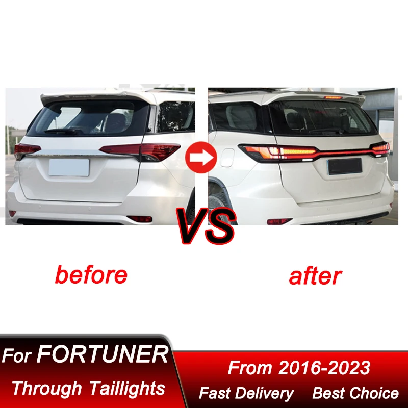 Hot Car Through Tail Lights For Toyota Fortuner 16-23 new style full LED Tail Lamp Dynamic Turn Signal Light Tail Lamp Assembly