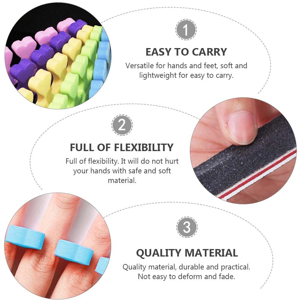 

55pcs Nail Beauty Divider Manicure Toe Separator Lightweight Durable Salon Supply Non Deform Fade Resistant Nail Accessory