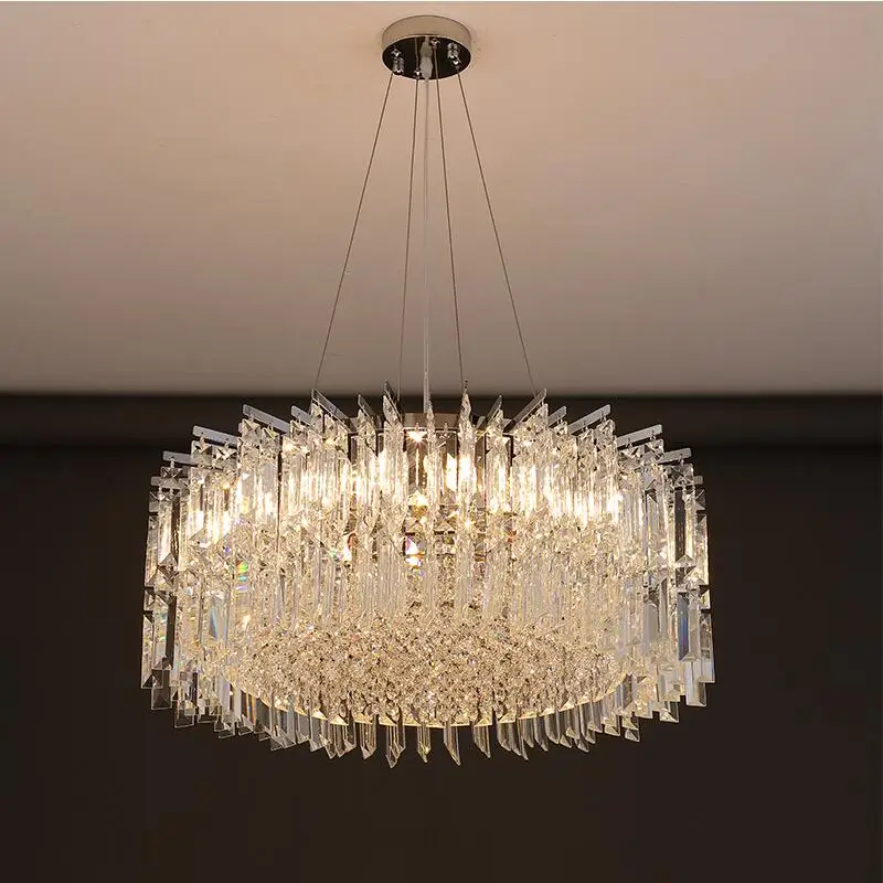 

Luxury crystal chandelier living room LED modern villa decorative lighting round island fixture