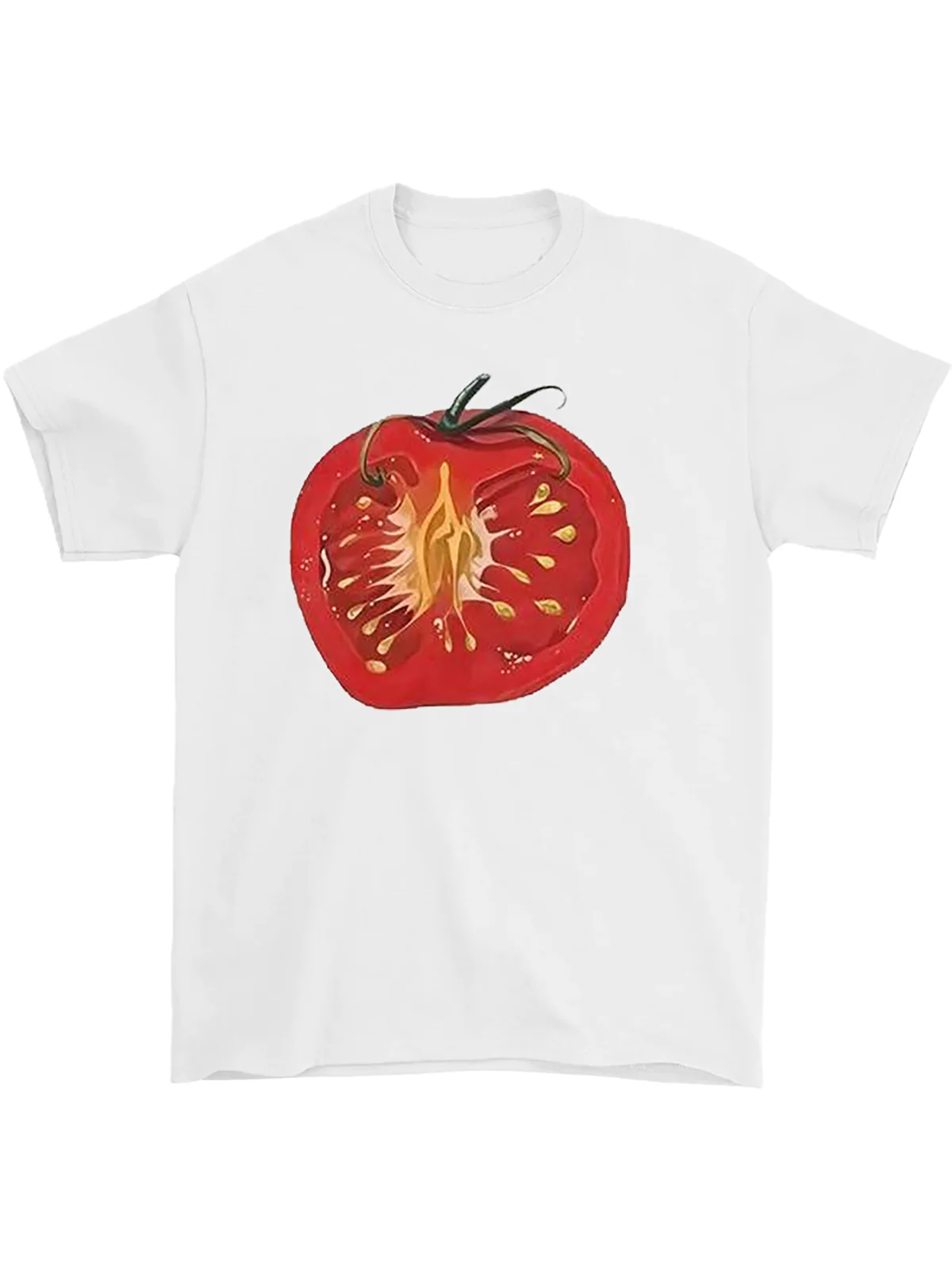 Camiseta holgada americana Sle ato pimienta pepino maní patrón vegetal estampado directo algodón ort Sve redondo Ne ex