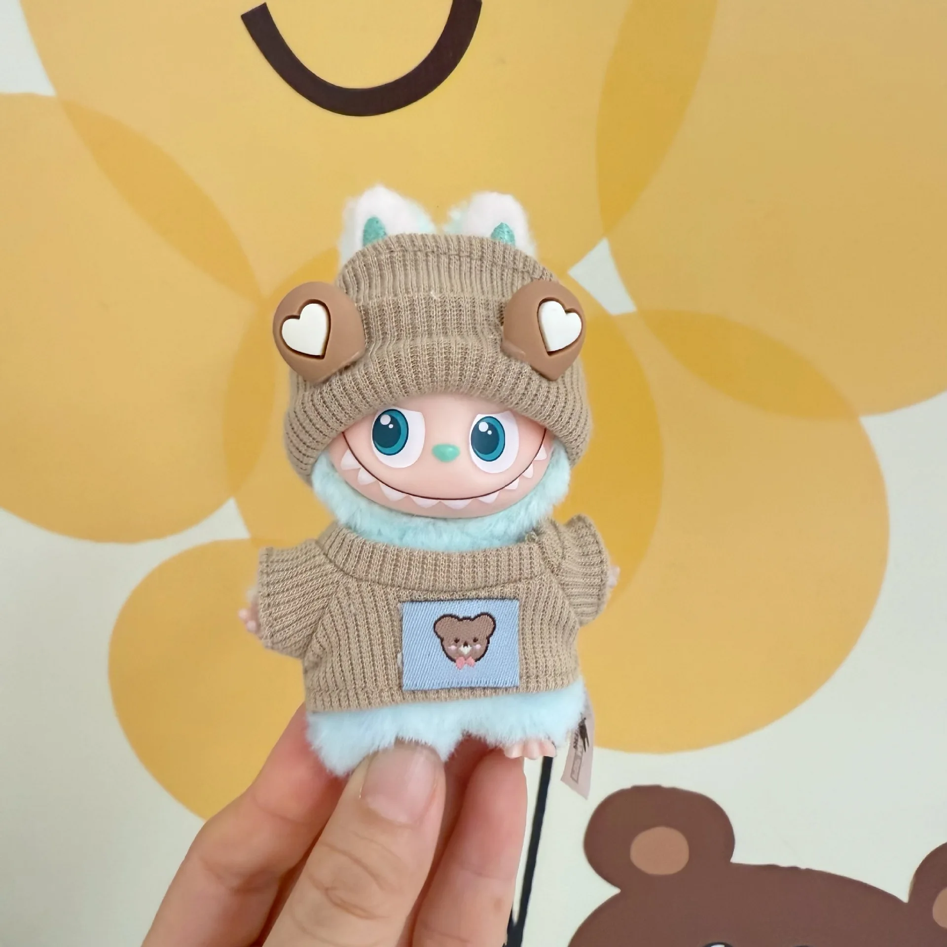 Roupas de boneca acessórios roupas em forma de animal bonito para 10.5cm labubu 4.0 o monstros pino para série amor ropa labubu presente