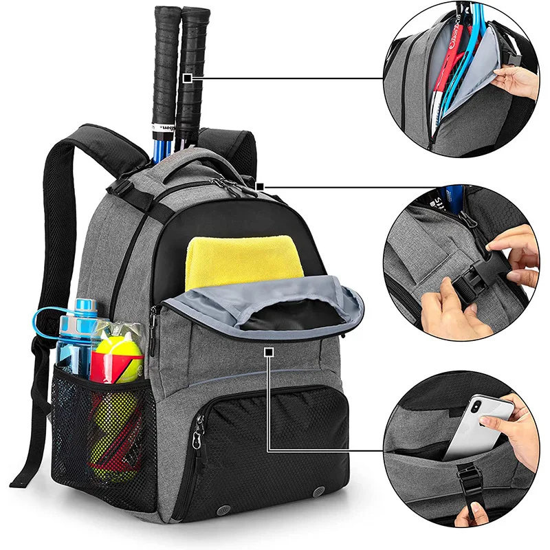 

Tennis Bag Sports Outdoor Fitness Bag with Shoe Compartment Multi-functional Travel Bag Backpack Badminton Bag Racket Bag