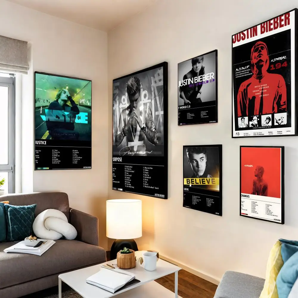 المغني جاستن بيبر اللوحة الخط قماش HD ملصق جدار الفن الداخلي المدخل ديكور المنزل هدايا العيد #3