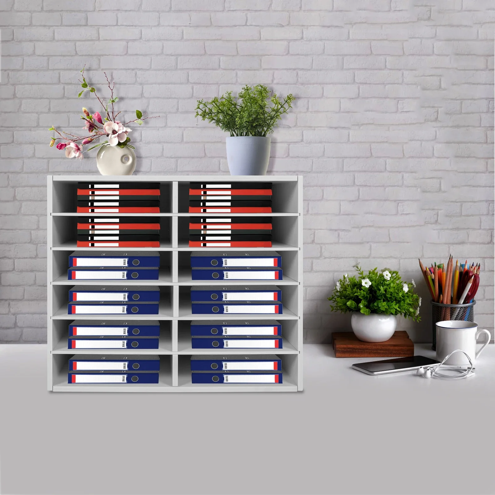 ที่จัดระเบียบเอกสารบนโต๊ะทำงาน, ที่จัดระเบียบเอกสาร, ที่จัดระเบียบบิลบนโต๊ะทำงานสำหรับสำนักงาน บ้าน โรงเรียน, 12 ช่อง