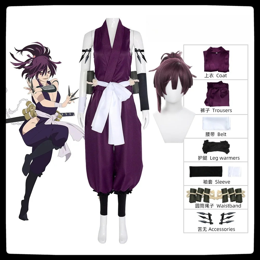 Yuzuriha Cosplay Anime Hell's Paradise Costume Wig Female Ninja Combat Suit