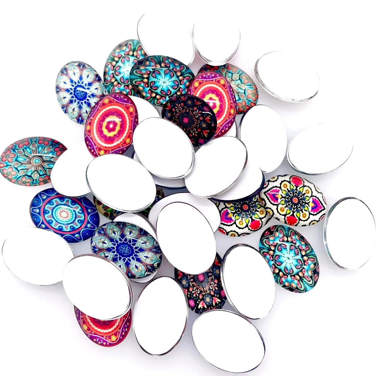 18x25mm Mixed Style Oval Glass Cabochon Dome Jewelry Finding Cameo Pendant Settings 20pcs/lot (K05510)