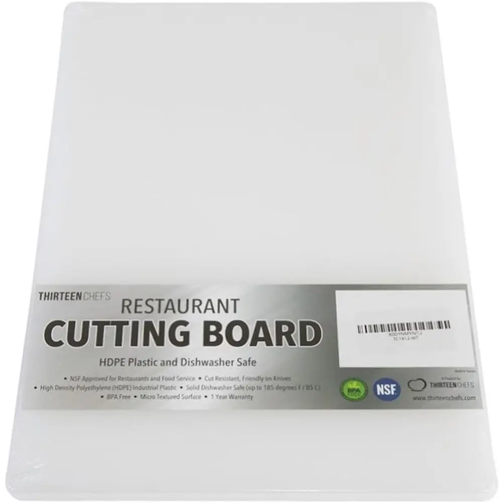 

Plastic Cutting Board - 18 x 12 x 0.5 Inch, Pro-Grade HDPE, Large Size, Dishwasher Safe