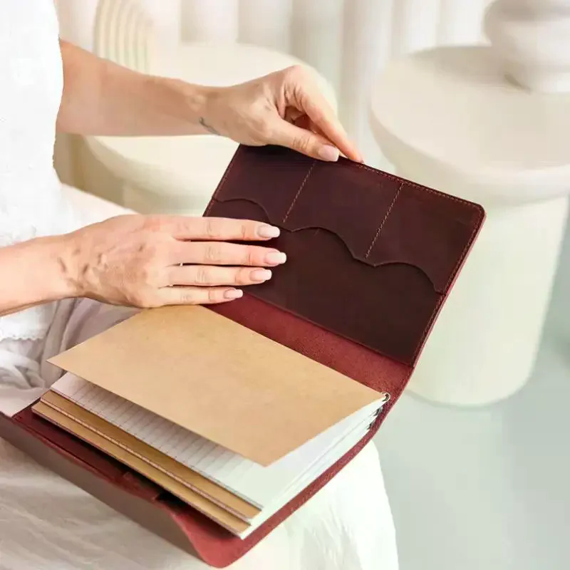 PU Leather Travel Journal Notebook Cover Retro Loose Leaf Planner Protector Case For Diary Office Gift Use