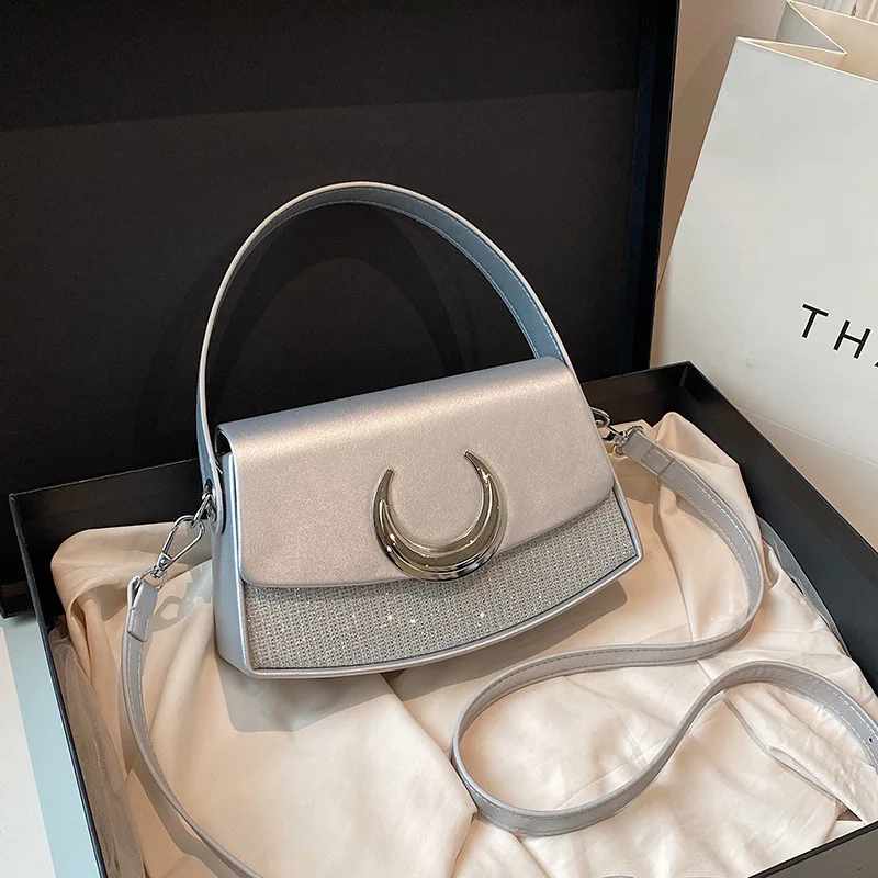 

2025 Luxury PU Crossbody Bag Stylish Rhinestone Shoulder Purse for Women Fashionable Underarm Handbag Versatile Designer Tote