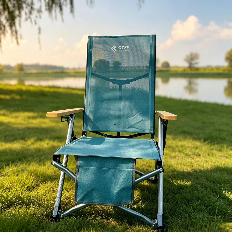 Fully Collapsible Reclining Fishing Chair, Comfort Breathable Mesh All Terrain Heavy Duty Portable Outdoor Camping Folding Seat