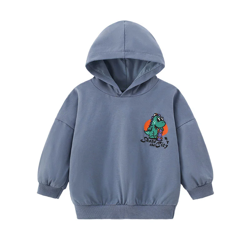 

3-8T Long Sleeve Hooded Boys Sweatshirts Autumn Spring Toddler Kids Clothing Sport Dinosaurs Baby Hooded Shirts