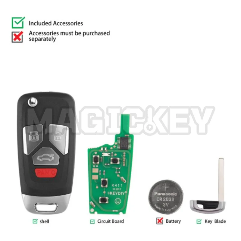 KEYDIY KD NB27-4 Universal Flip Remote Key 4 Buttons Compatible with Audi Type