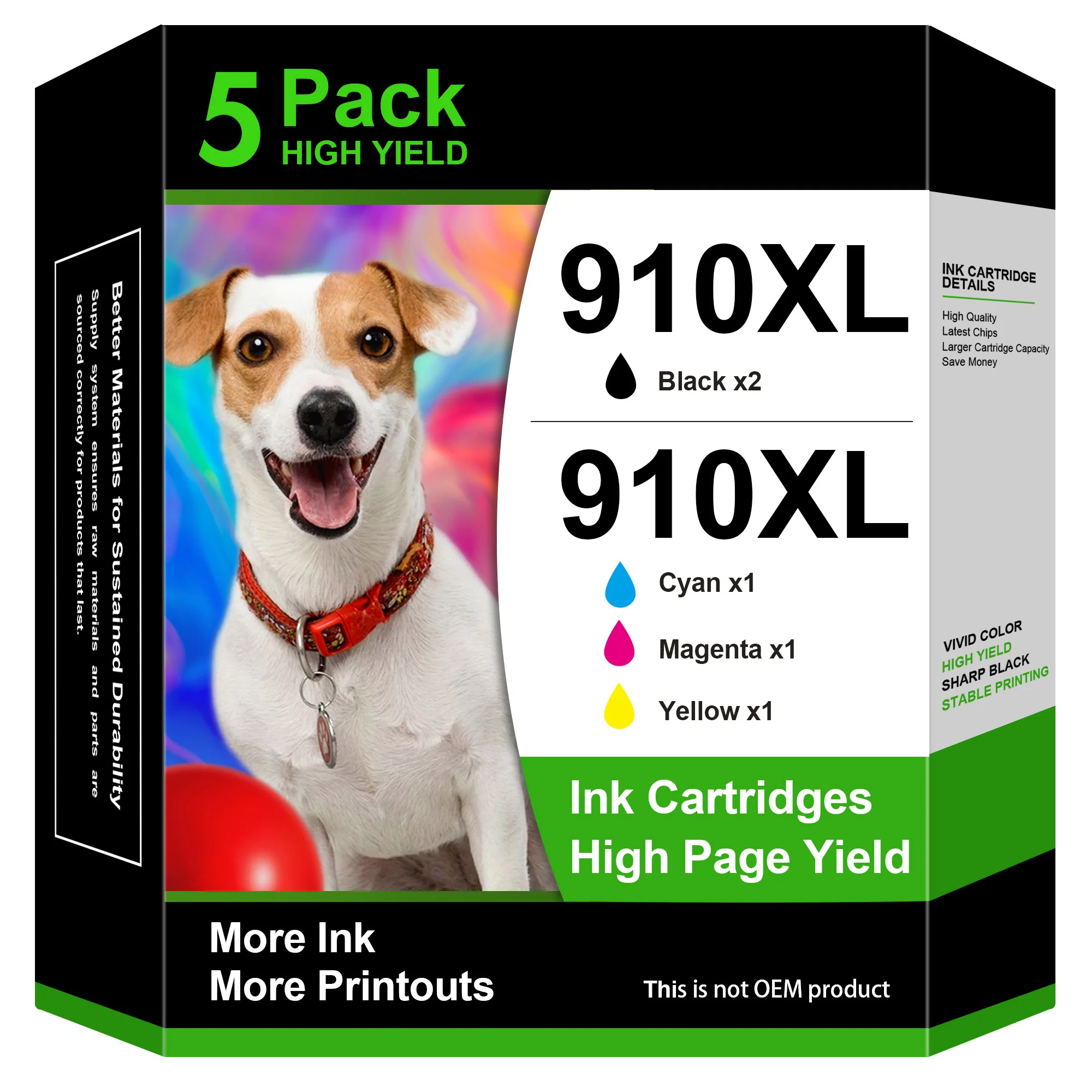 

5 Pack 910XL Ink Cartridges for OfficeJet Pro 8020 8025 8028 8035 8030 8010 8015 8018 8022