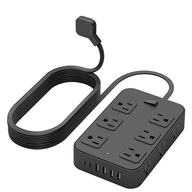 Super Sale Power Strip Surge Protector with 12 AC Outlets 6 USB Ports Outlet Extender Wall Desk Charging Station US Plug