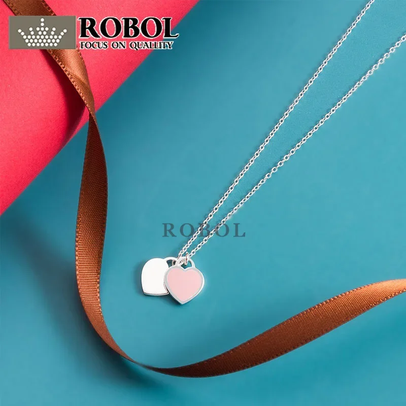 2025 Classic Double Heart Necklace, with A Minimalist Style and Three Color Options, Can Be Used As A Valentine's Day Gift.