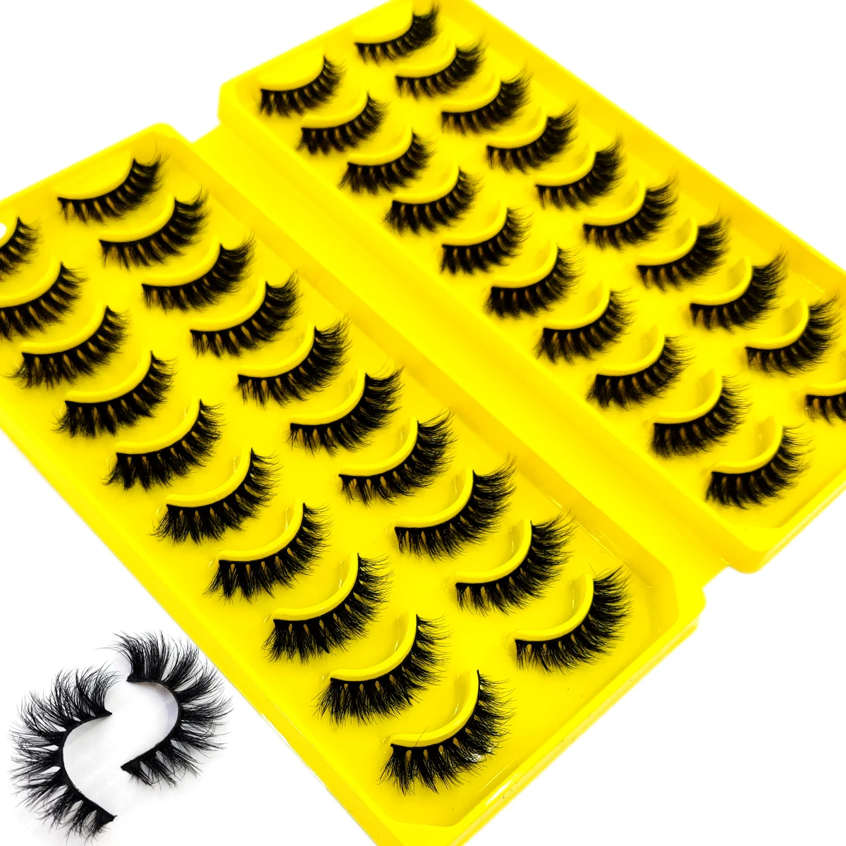 جديد 20 زوجًا من رموش المنك الصناعية رموش المنك الرقيقة طويلة الأمد رموش مجعدة درامية وصلات سميكة وطويلة