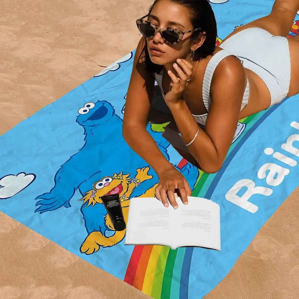S-Sesame Street Beach Towel Colorful Bath Towels For Girl Microfiber Quick Dry Custom Sand Free Beach Yoga Spa Gym Pool