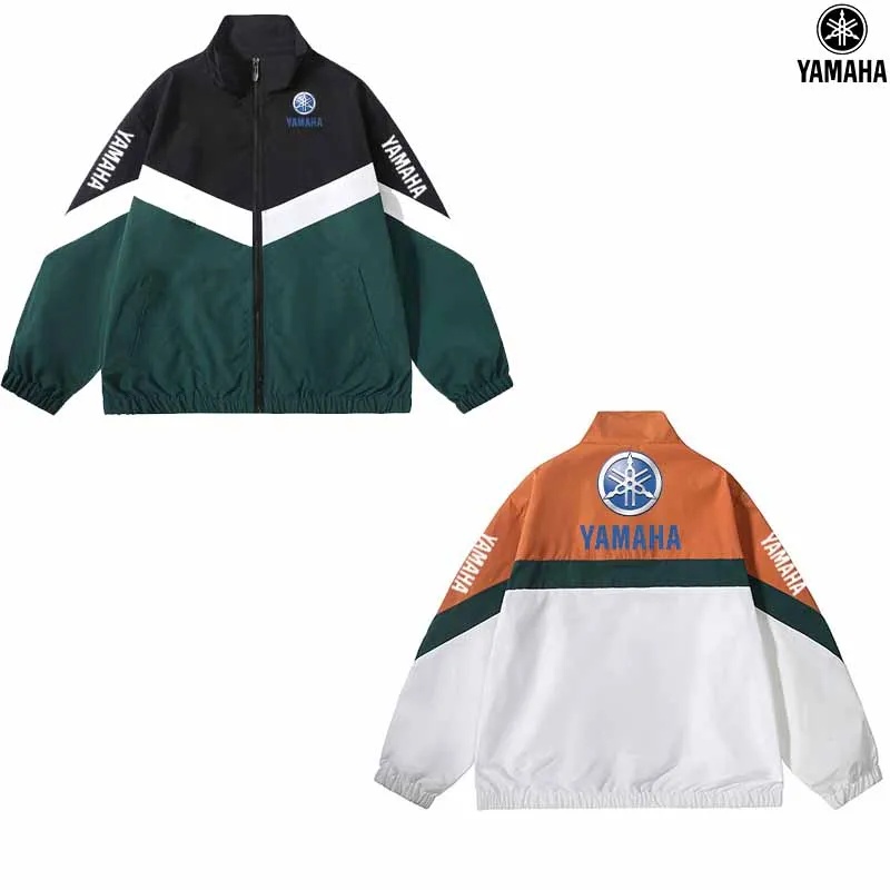2026Yamaha Men's Reflective Strip Racing Jacket, Street Hip-Hop Loose Coat, Spring-Autumn Windproof Stand-Up Collar Zipper Jacke