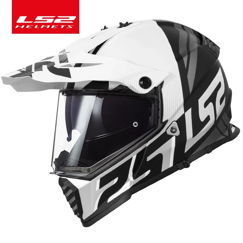 Ls2 MX436 Motocross Helmets LS2 PIONEER EVO Double Lens Off-road Motorcycle Helmet Capacete Casco Casque  Full Face Helmet