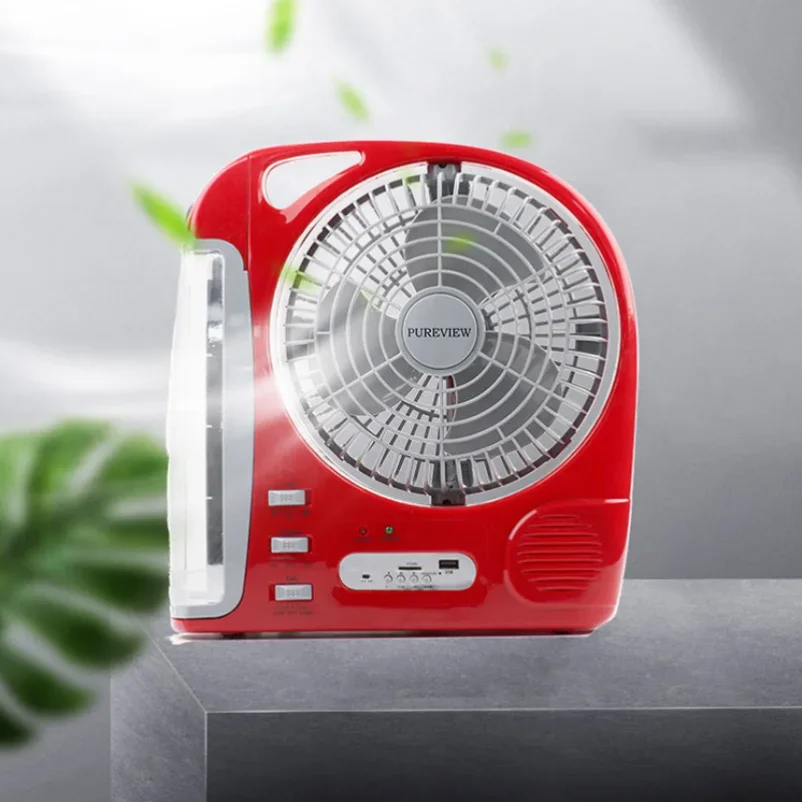 พัดลมตั้งโต๊ะพลังงานแสงอาทิตย์แบบชาร์จไฟได้สำหรับกลางแจ้งในบ้านตั้งแคมป์ขนาดเล็ก8นิ้วมี2เกียร์