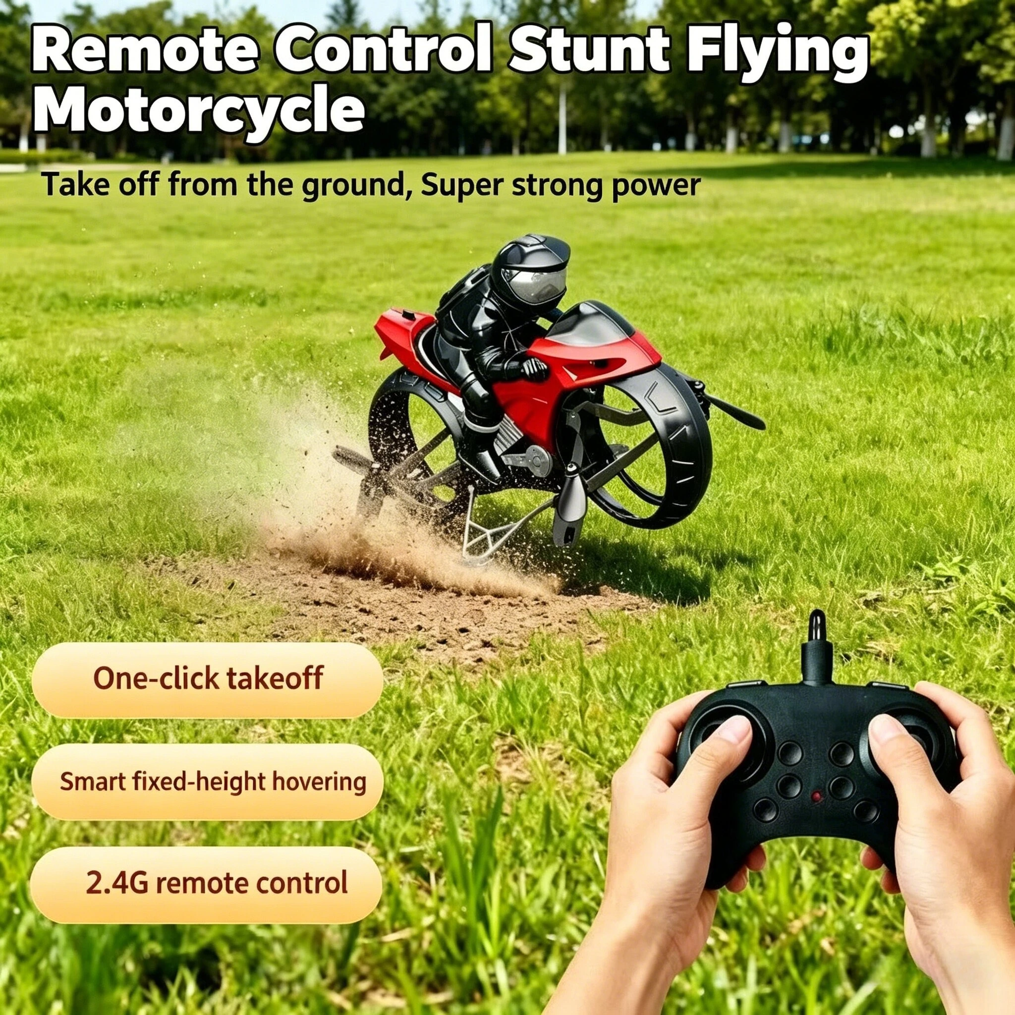 

Remote Control Motorcycle Airplane Land and Air Tumbling Dual-purpose Stunt Drift Charging Drone Helicopter Children's Gift RC