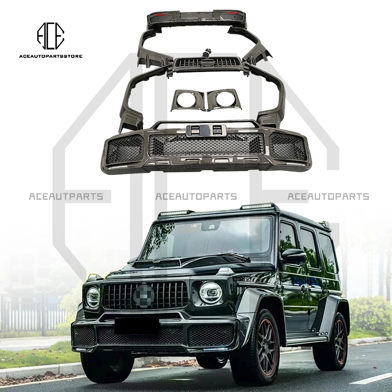 

Full Dry Carbon Fiber For Benz G Class W464 B Style Body Kit Front Bumper Rear Diffuser Side Fender Hood Cover For G63 G500