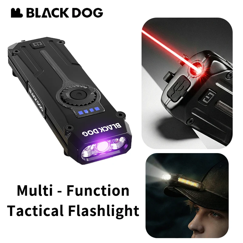 

BLACKDOG Multi-functional Tactical Flashlight IP68 Waterproof 1800LM Strong Power Outdoor Clip Ultraviolet Lamp Rear Laser Light