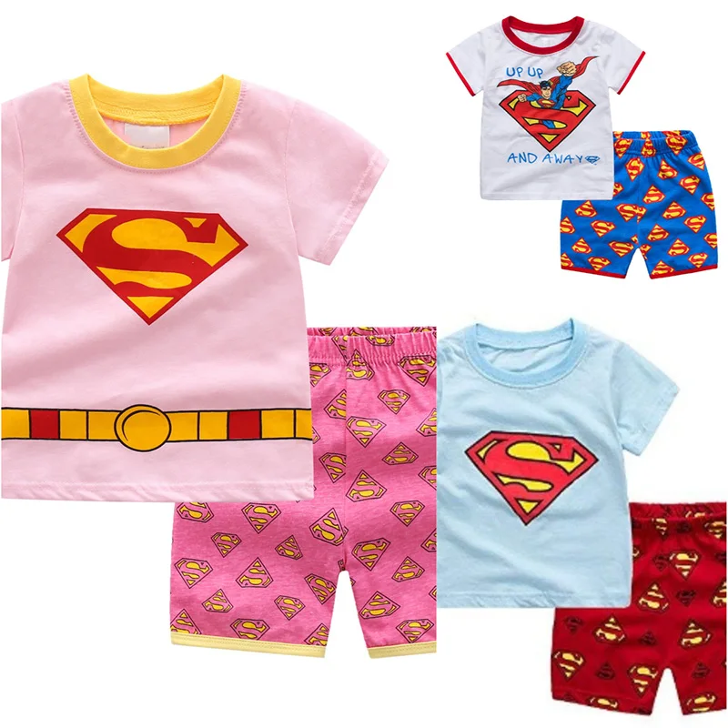 Children's Clothing Two-Piece Summer Short-Sleeved Shorts Cartoon Pajamas Boys And Girls Baby Comfortable Cotton Homewear Suit