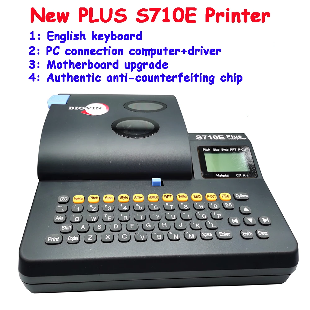 

2024 New PC Connection Wire Marker Cabel ID Printer Electronic Engraving Machine For English Display PLUS S710E Label Typewriter