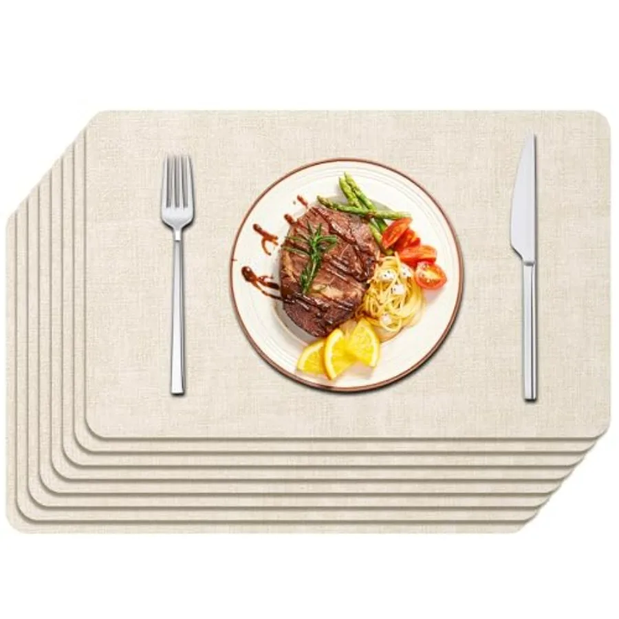 

Faux Leather Placemats Set of 8 Waterproof Wipe Clean Heat Resistant Non-Slip Dining Table Mats for Indoor Outdoor Use 17×12 Bg