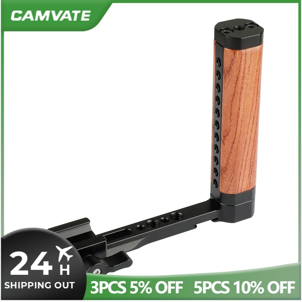 CAMVATE L- Shape NATO Wooden Handle Grip With Cold Shoe Mount & 1/4