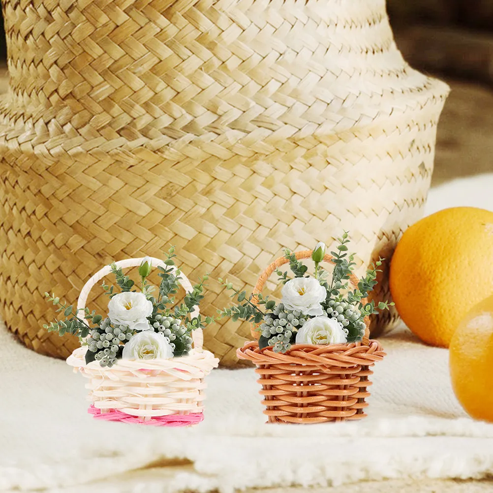 

8Pcs Mini Woven Baskets Rustic Bamboo Small Storage Decor Home Office Wedding Gift Small Woven Baskets Miniature Candy Basket